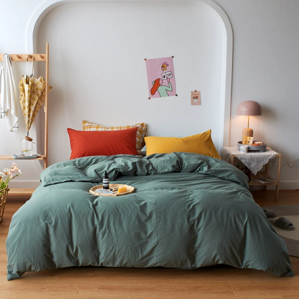 

Home Textiles 100% Pure Cotton 3/4pcs Bedding Set Duvet Cover Bedspreads For Home Bed Cover Sheets Sets on the bed 4 Colors