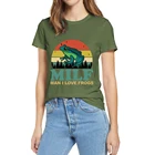 100% хлопковая футболка с надписью Я люблю лягушек, Винтажная летняя Женская Повседневная Свободная футболка для влюбленных мультфильмов, лягушек, амфибий