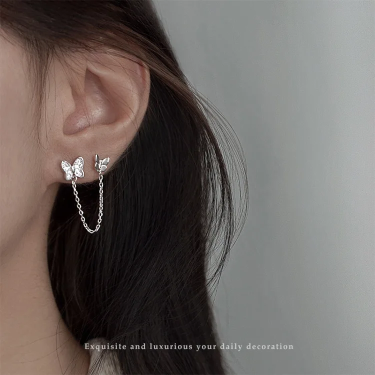 1 шт. корейские элегантные милые серьги-гвоздики с кристаллами-бабочками для