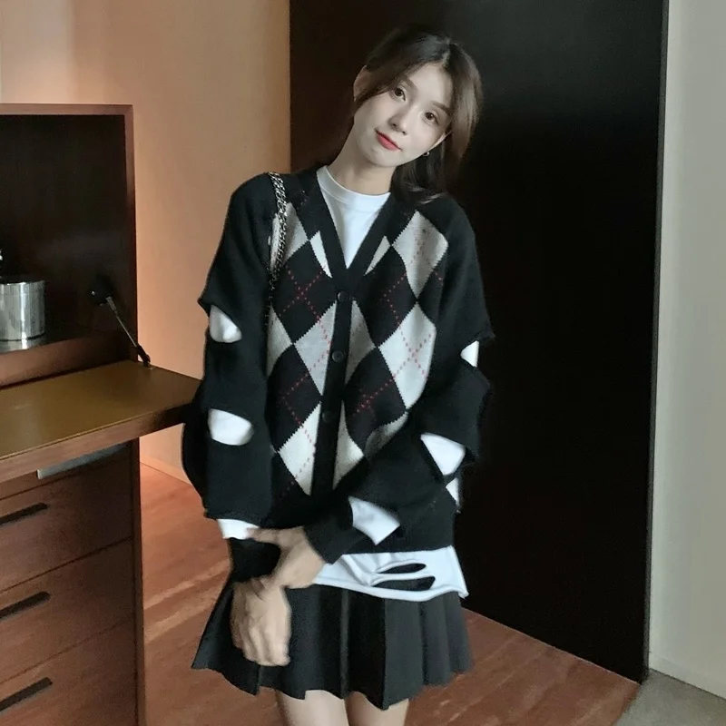 Женский винтажный вязаный кардиган пальто на осень и зиму | Куртки