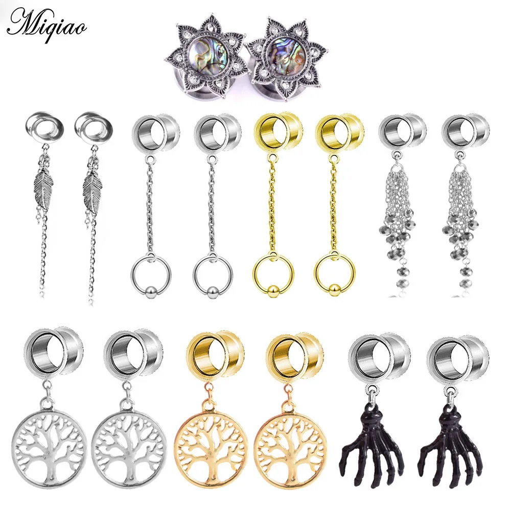 

Miqiao 2pcs Stainless Steel Triangle Dangle Plugs Tunnels Expanders Screw Earring Ear Gauges Piercing Jewelry for Men Women