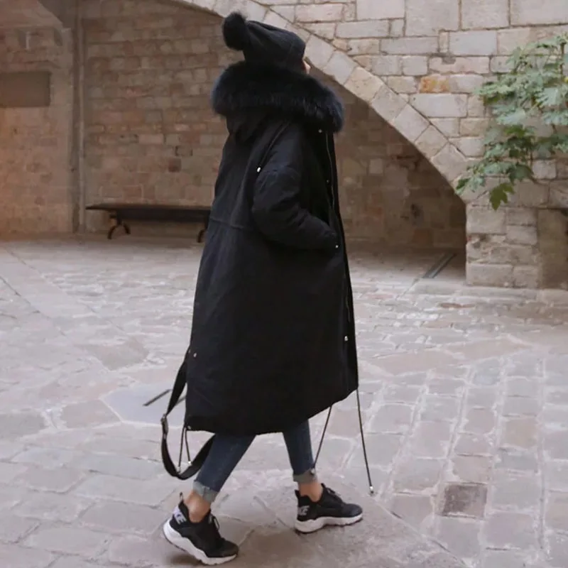 Меховая парка зимняя куртка для женщин пальто с капюшоном большого размера плюс