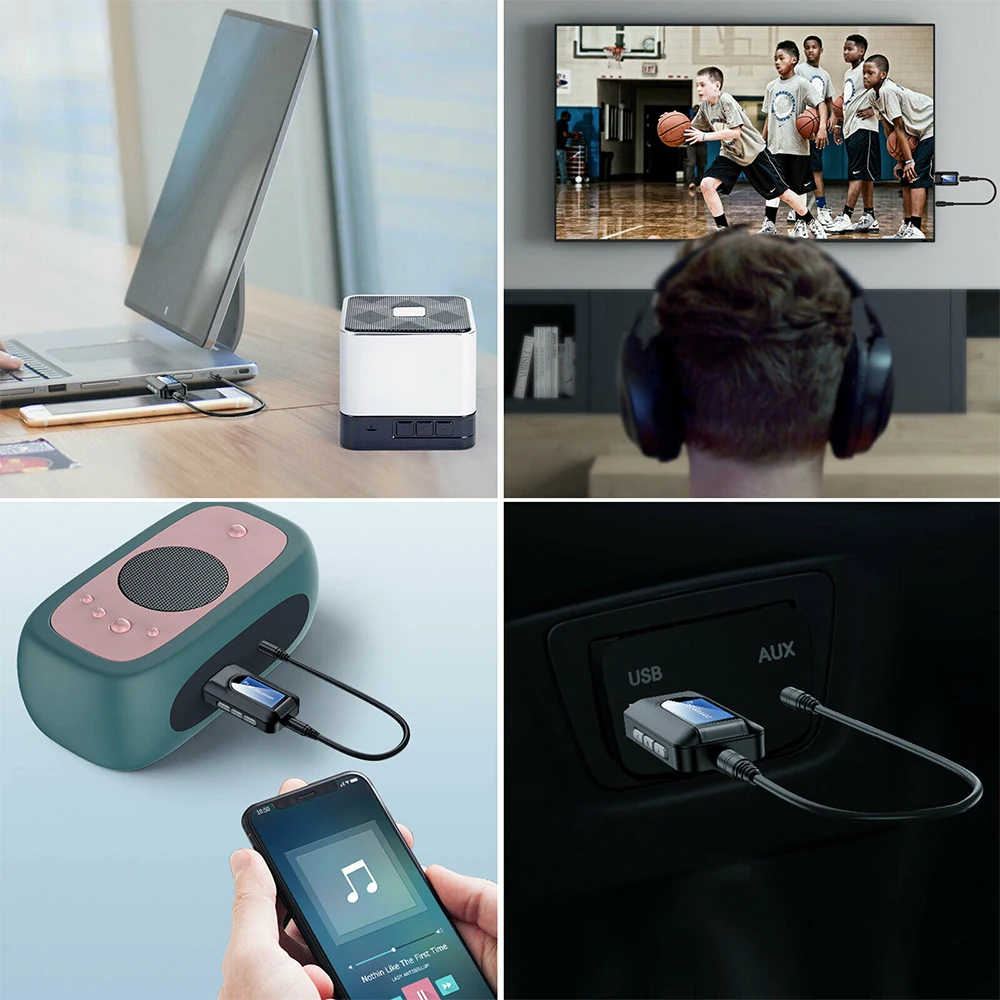 Аудио приемник передатчик Bluetooth 5 0 с 3 мм ЖК дисплей Экран AUX стерео штекер USB