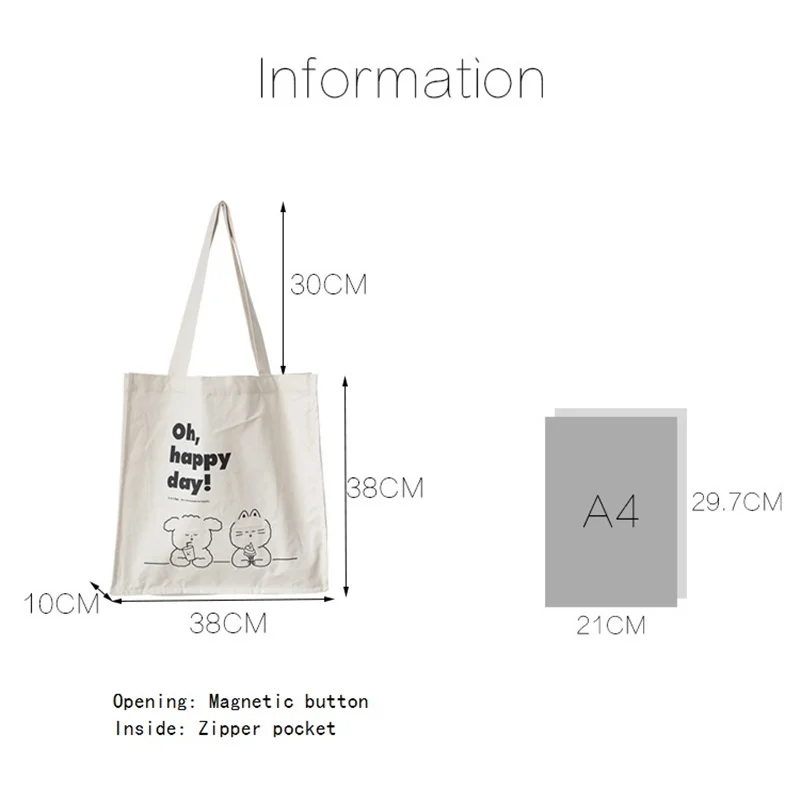 

Cat and dog diary school style art canvas bag versatile shoulder bag