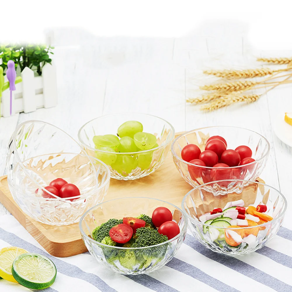 

12 Pcs/2 Set Diamond Glass Salad Bowl Practical Rice Soup Fruits Dessert Storage Bowl with Box for Home Kitchen Use (Transparent