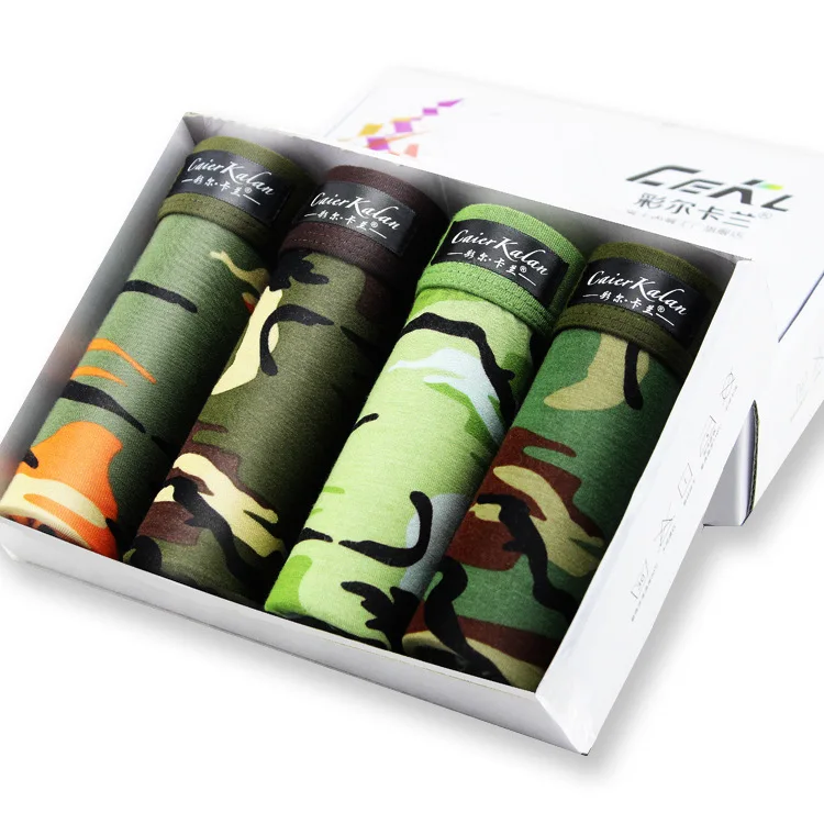 Боксеры мужские камуфляжные нижнее белье из модала 4 шт./лот|Мужские трусы