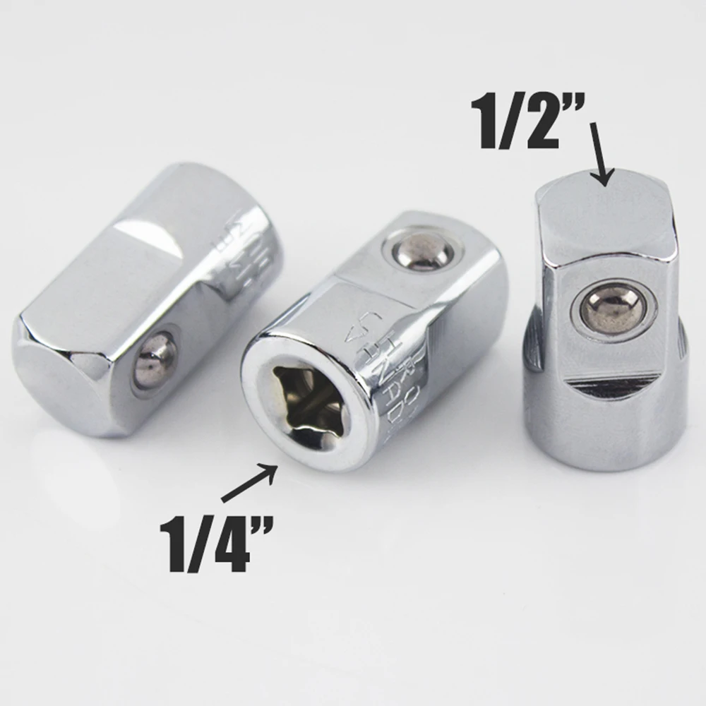 

CR-V Steel Socket Ratchet Converter Adapter Reducer 1/4" to 1/2" Car Bicycle Garage Repair Tools Small Socket Tools