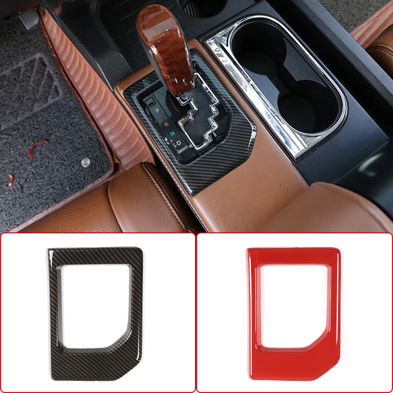 

ABS Carbon Fiber/Red Car Central Control Shift Panel Frame Decorative Stickers For Toyota Tundra 2014-2021 Interior Accessories