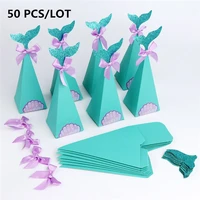 50 pcslot diy mermaid gift boxes sweet child gift paper candy box mermaid birthday party decorations kids favor boxes wedding
