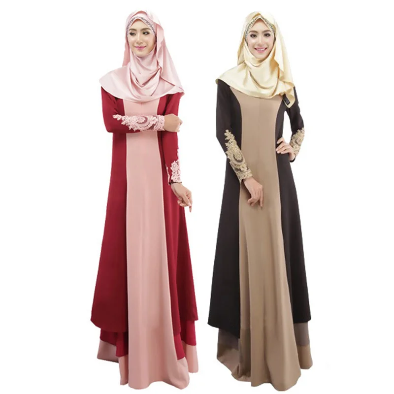 Мусульманское платье-абайя с вышивкой женское Тонкое Платье макси длинным