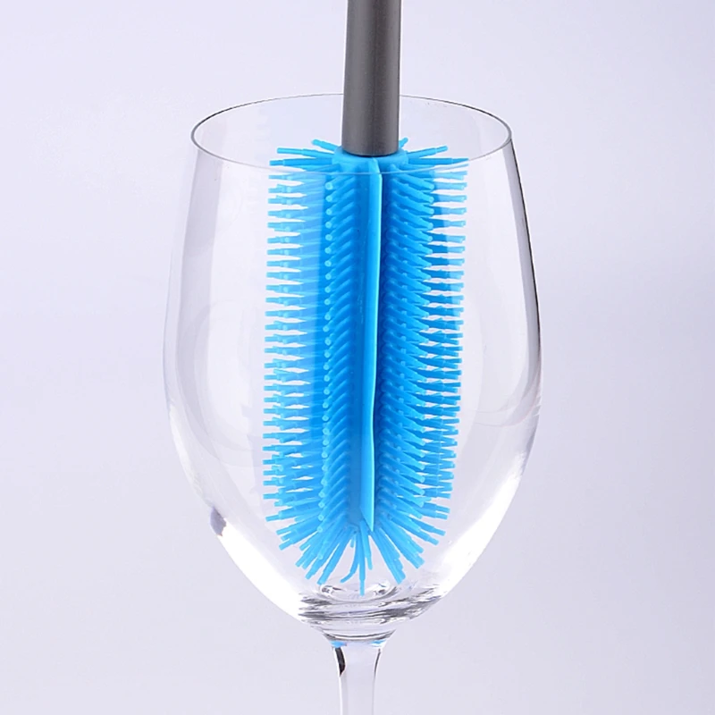 

X37E Silicone Bottle Cleaning Brush with Long Handle 12.5" Water Bottle Cleaner for Baby Bottles Sports Bottle Vase Glassware