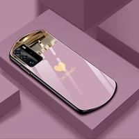 luxury cute oval heart shaped tempered glass phone case for huawei p40 p30 mate 30 20 pro nova 7 6 5 mirror silicone cover funda