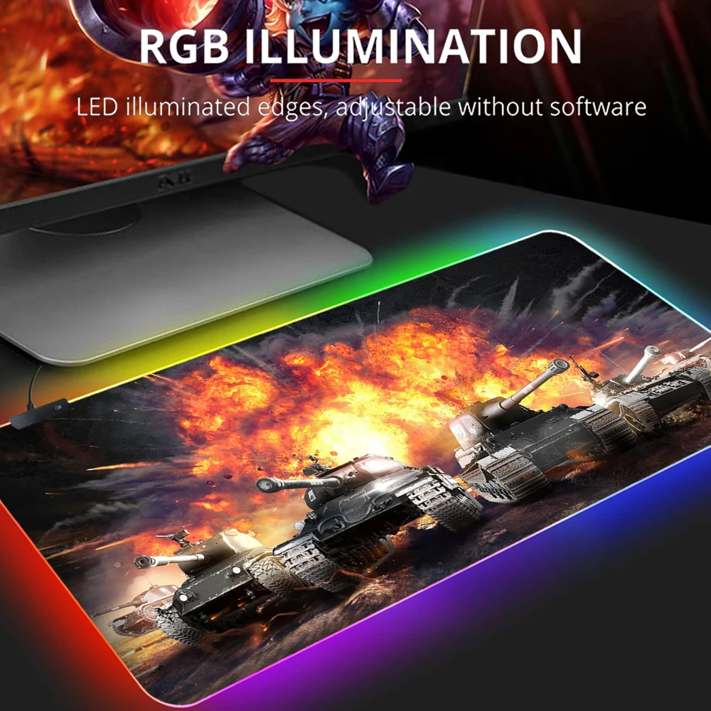 

Rgb светящийся игровой коврик для мыши, аксессуары world of tanks, резиновый коврик для мыши для компьютера, ПК, цветной коврик для мыши со светодиод...