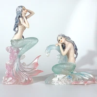 mermaid coral waves figure aquarium mermaid sculpture fish tank resin ornaments crafts home decorations