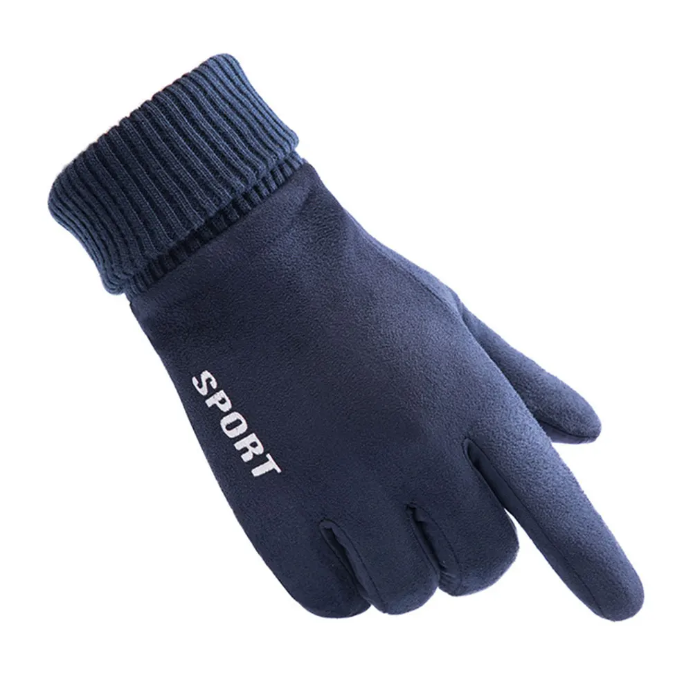 Мужские зимние толстые плюшевые подкладки замшевые рельефные термоварежки для