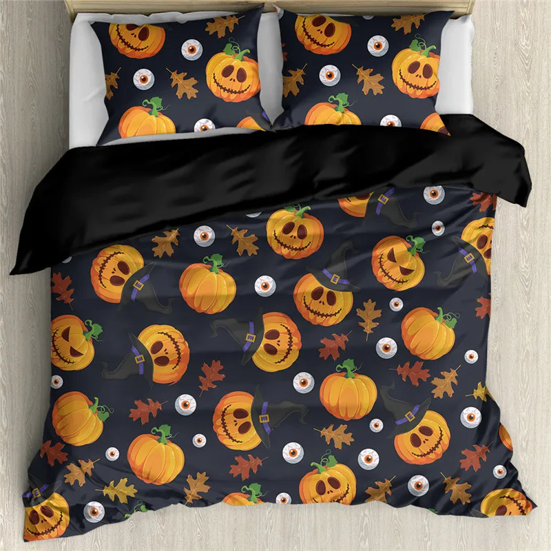 

Cartoon Halloween Design 3pcs Bedding Sets Magic Funny Pumpkin Pattern Duvet Cover with Pillowcase Twin/Queen/King Size