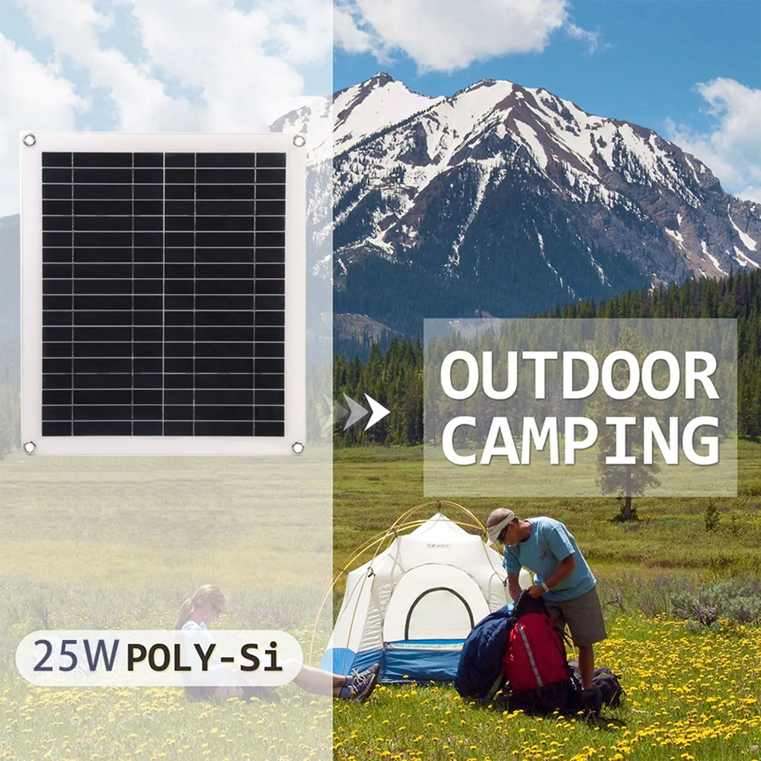 

25W Polycrystalline Solar Panel Dual USB Charging Battery Mobile Phone Charger +10A Controller