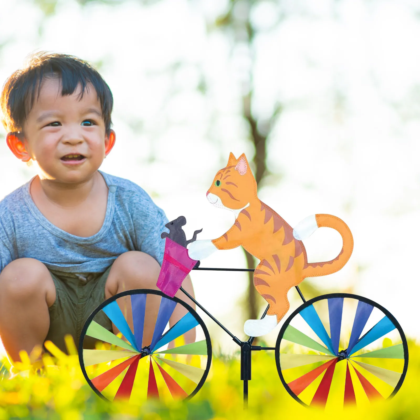 

Metal Windmill Vintage Bicycle Cute Animal Ornament Decoration Spinner Pole Garden Yard Lawn Outdoor Decoration Windmill 2021