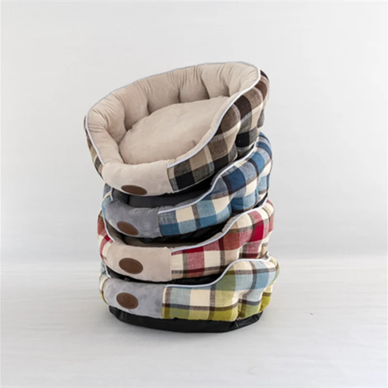 

Pet Dog Cat Round Plaid Bed Sofa Detachable Dog Kennel Cushion Nest Sleeping Mat Puppy Kitten Supplies