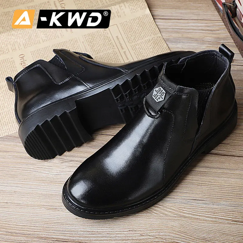 Уличные повседневные кожаные ботинки без шнуровки Мужские Британские