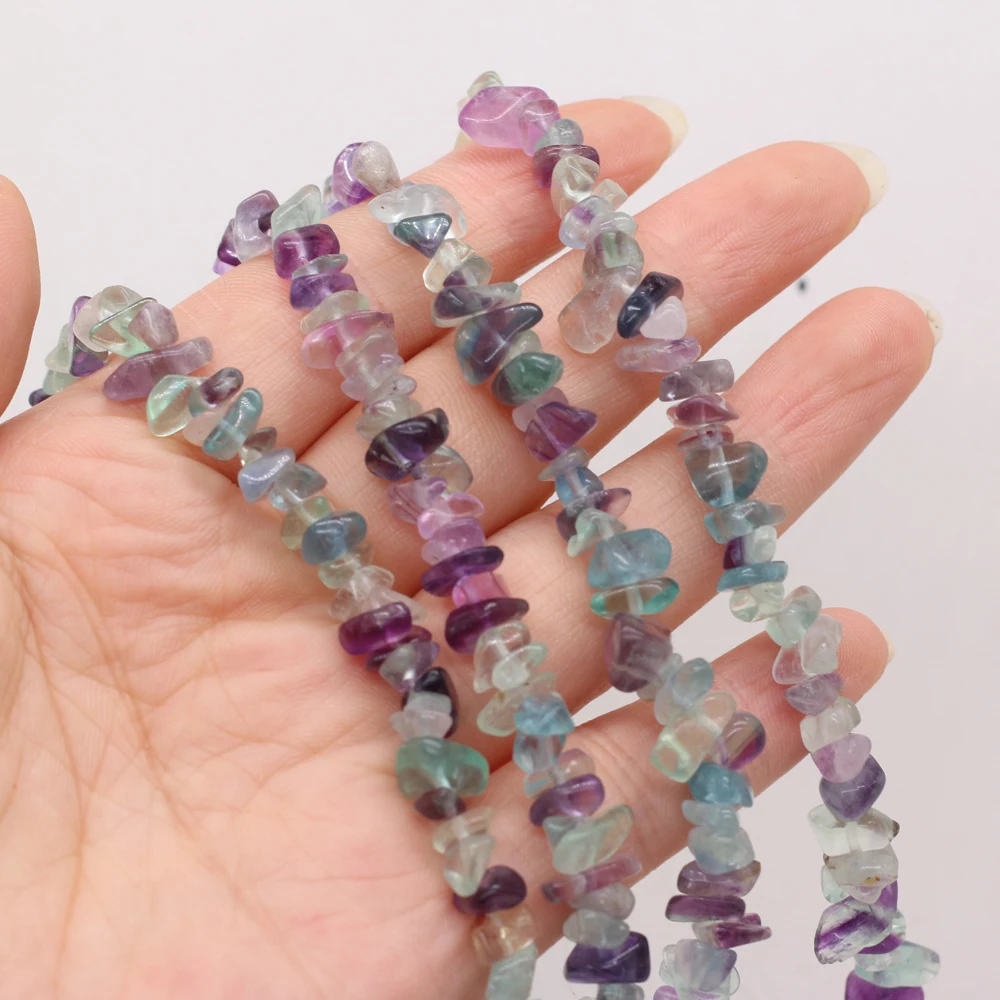 

2021Fashion New Spot Natural Semi-precious Stones Fluorite Crushed Stone Beads for DIY Necklace Bracelet Jewelry Gift Length40cm