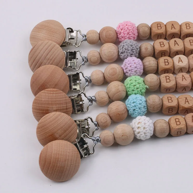 Chip Dale Personalized Name Beech Wood Pacifier Clips Chain Safe Teething Baby Teether Dummy Holder Product | Мать и ребенок