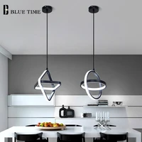 modern led pendant light blackwhite creative chandelier pendant lamp for dining room kitchen bedside light bedroom hanging lamp