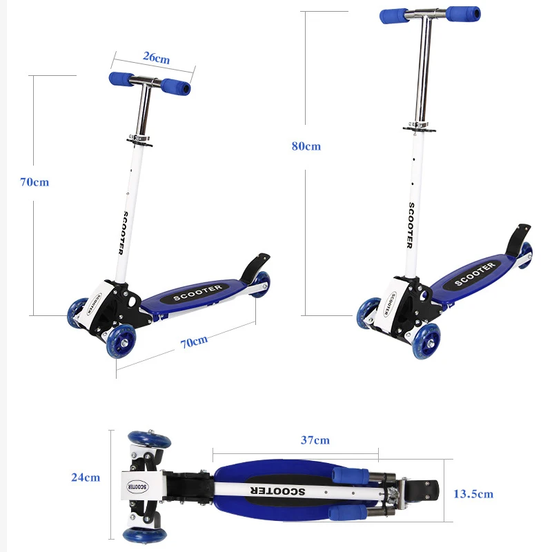 

Children Kick Scooter Baby Children PU 3 Rounds Outdoor Sports Folding Fitness Height Adjustable Wheel Foot Scooters Toys Gifts