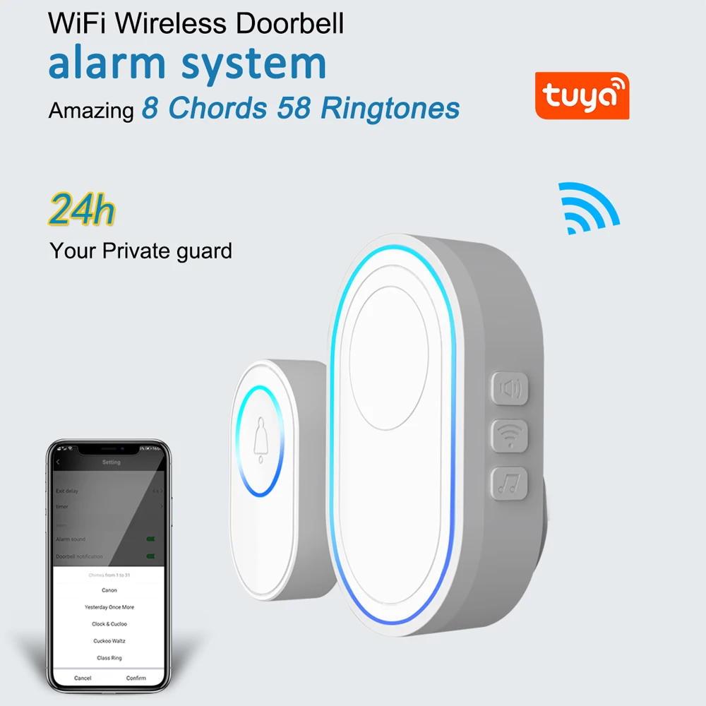 Пульт дистанционного управления Tuya с беспроводным Wi Fi дверной звонок 1 шт.