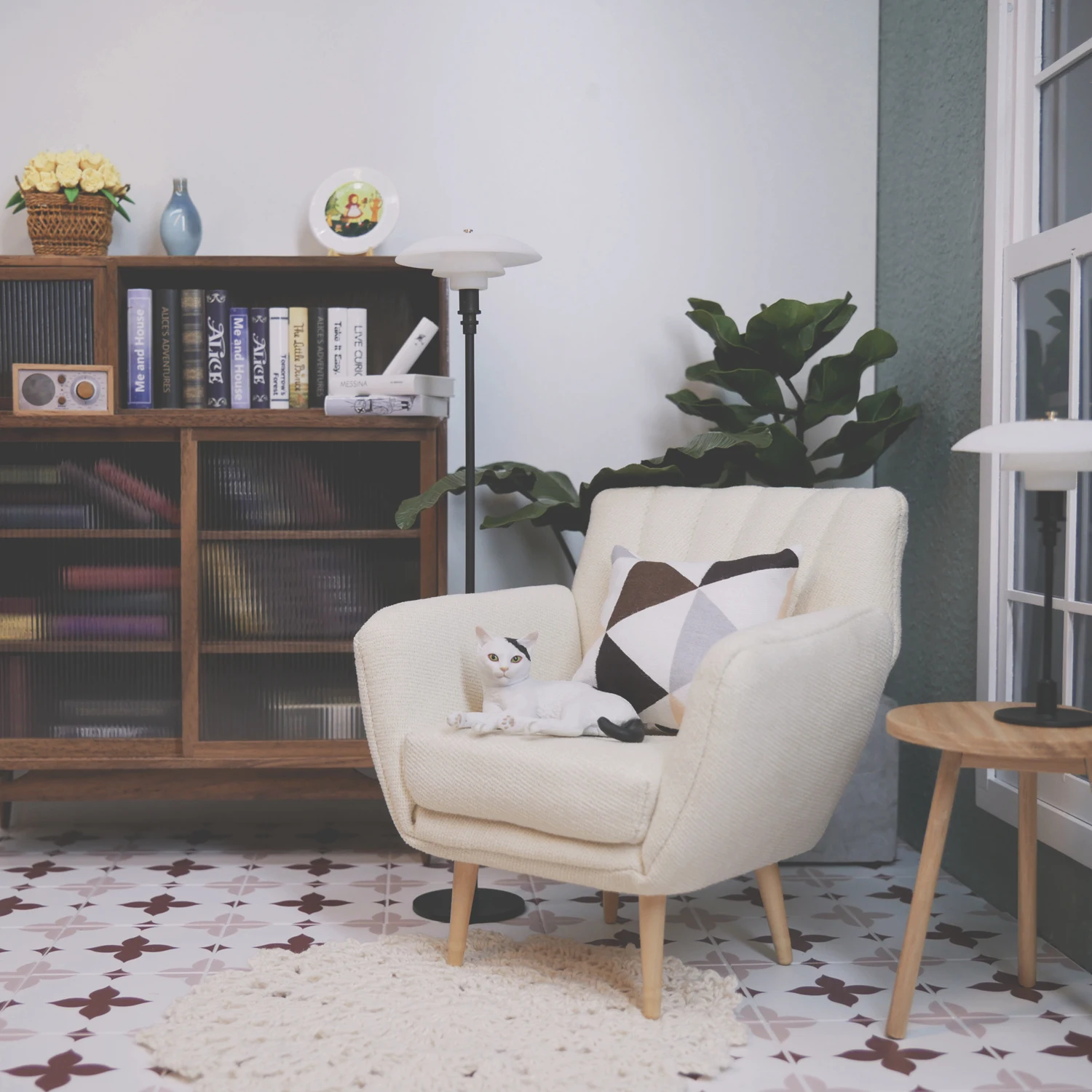 

1/6 doll house model furniture accessories mini model Flannel Single seat sofaIncludes a pillow
