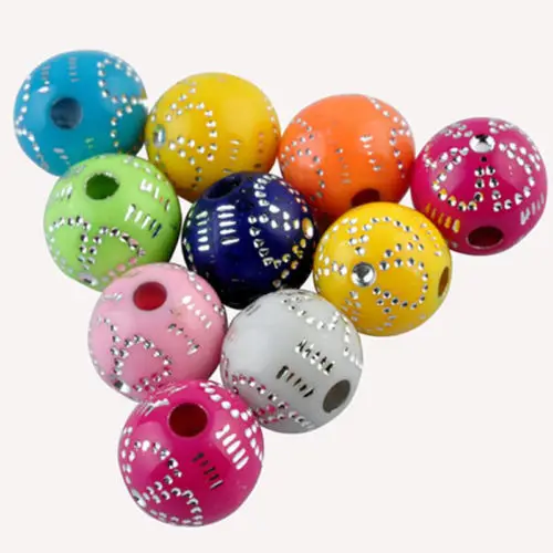 

New High-quality 80 Pcs/lot Jewelry Accessories Round Shape DIY Lovely Acrylic Beads Jewelry Finding Flower Beads
