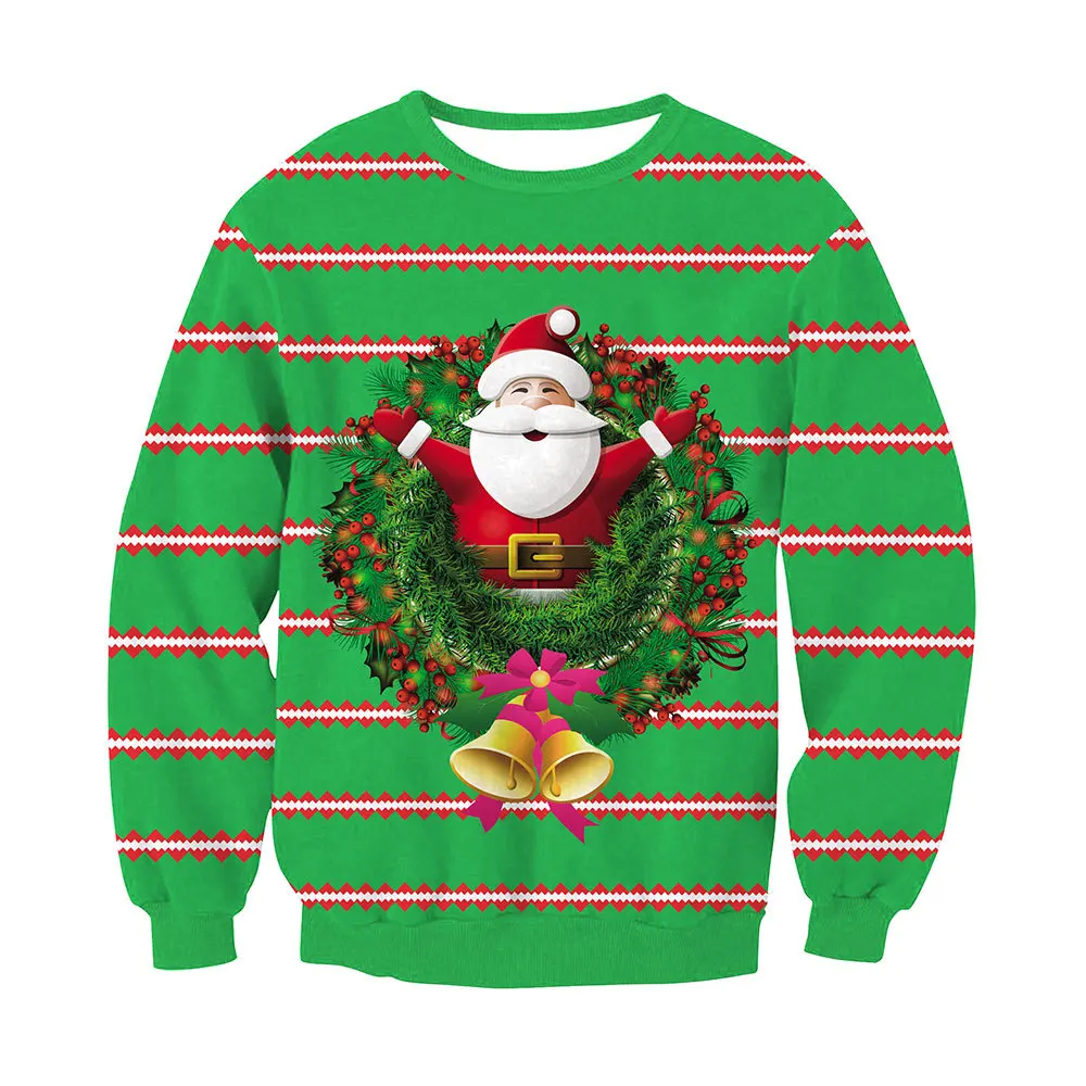 

Костюм унисекс для взрослых на Рождество с цифровой печатью, футболка с круглым вырезом и длинными рукавами для темативечерние или ежеднев...