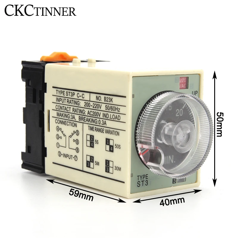 Реле включения и задержки ST3P series A-A/B/C/D/E/F/G (AC 380V 220V 110V DC 24V) задержка питания с