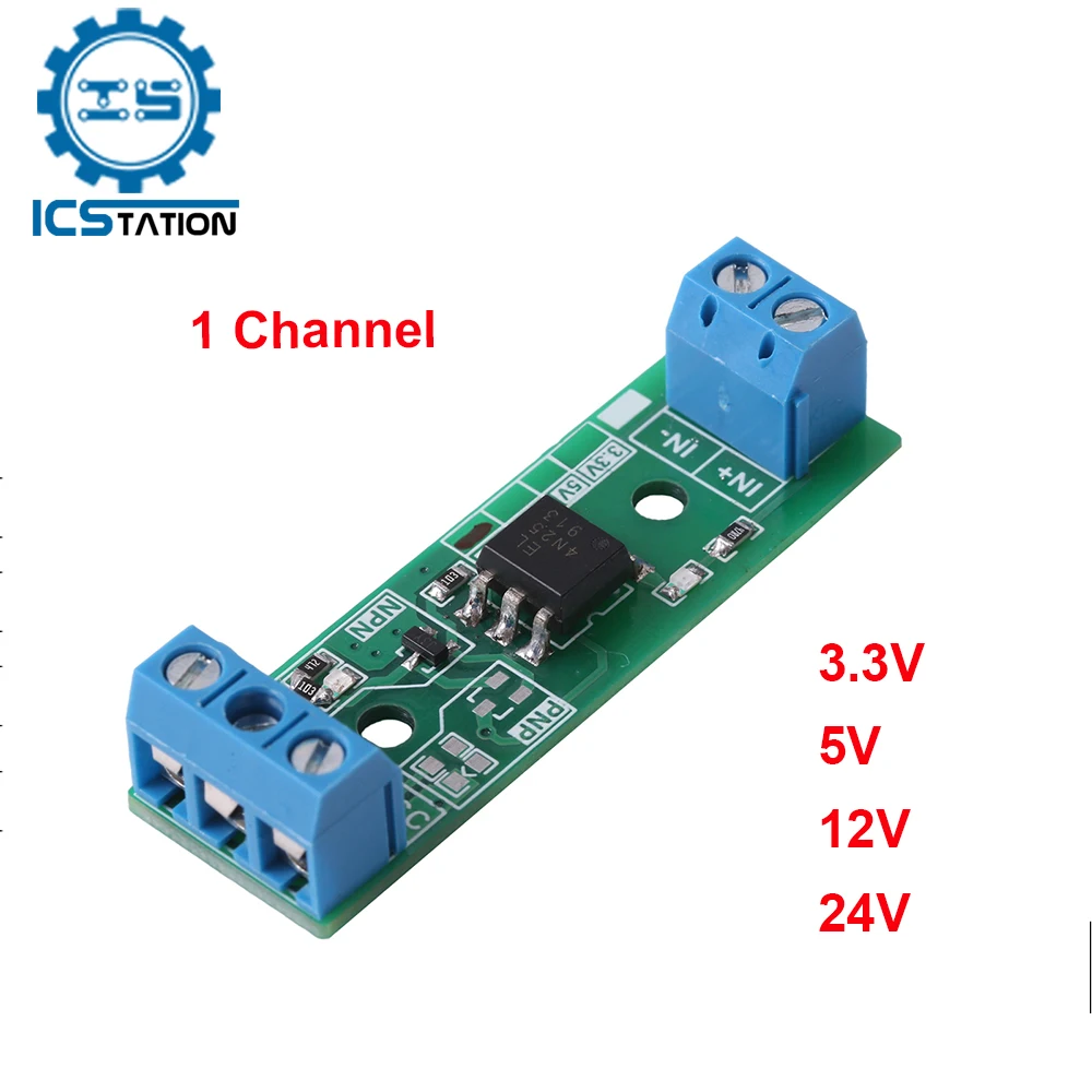 

3.3V 5V 12V 24V 1-Bit Optocoupler Isolation Module Signal Indication Low Output NPN Connect Single-chip Microcomputer and PLC