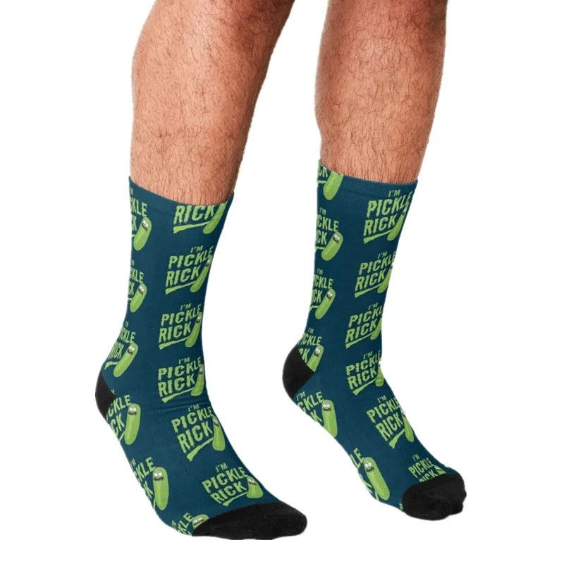 

2021 Funny Socks Men harajuku Pickle Rick Face Printed Happy hip hop Men Socks Novelty Skateboard Crew Casual Crazy Socks