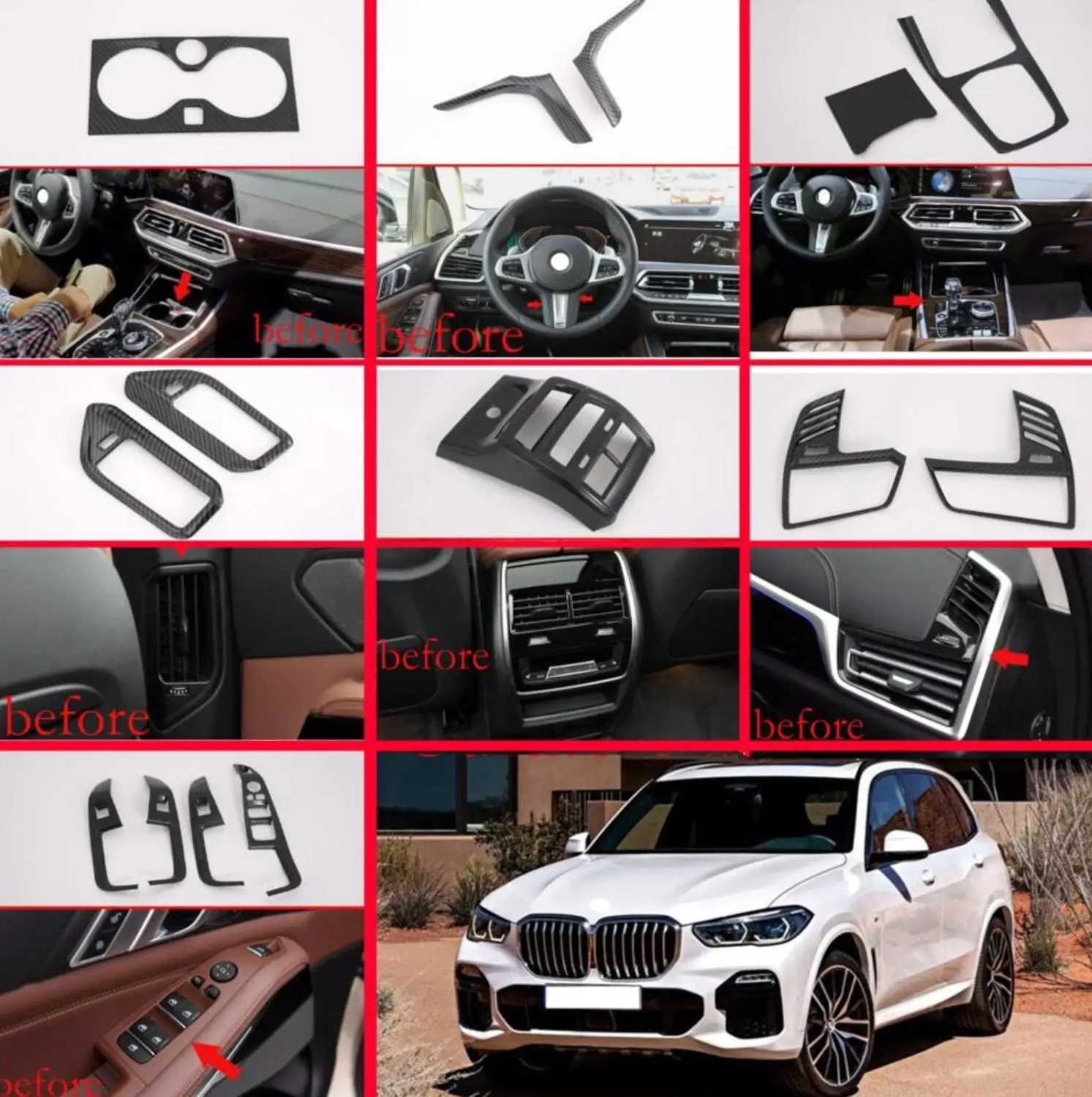 Для BMW X5 G05 2019 2020 украшение автомобиля из углеродного волокна стиль внутренняя