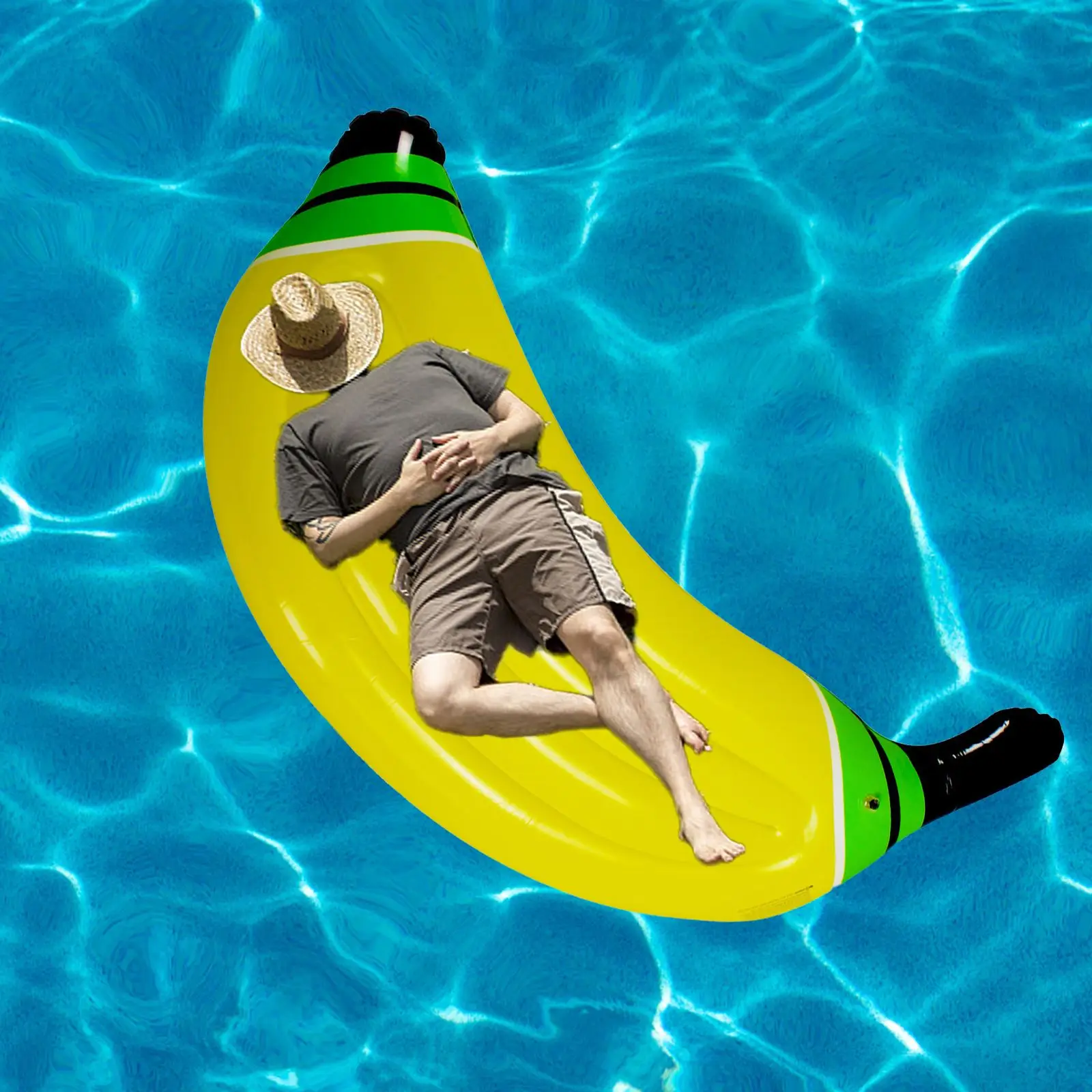 

Inflatable Pool Float Banana Shape Swim Pad Pool Raft Extra Thick Pool Toy Safty Pool Accessories For Kids/Adult