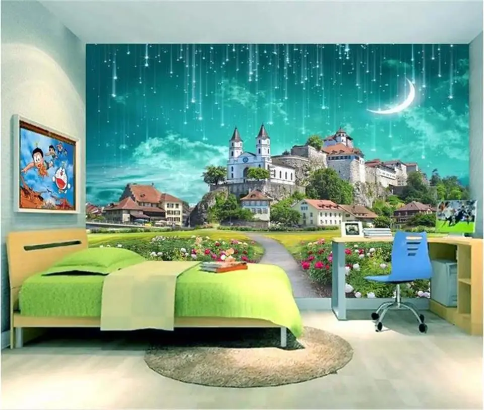 

custom 3d photo wallpaper living room bed room mural kids castle meteor shower 3d picture sofa backdrop wallpaper for wall 3d