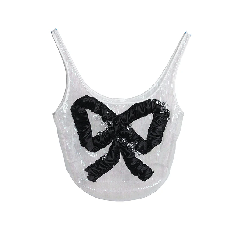 

DEAT Women Sexy Sequined Tank Tops New New Square Collar Sleeveless Personality Canis Fashion Tide Spring Summer 2021 GX593