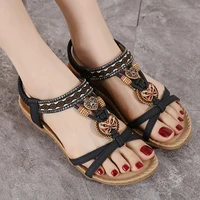 rimocy summer women bohemian sandals 2021 crystal foam non slip sandalias mujer elastic band strap low heels rome shoes sandals