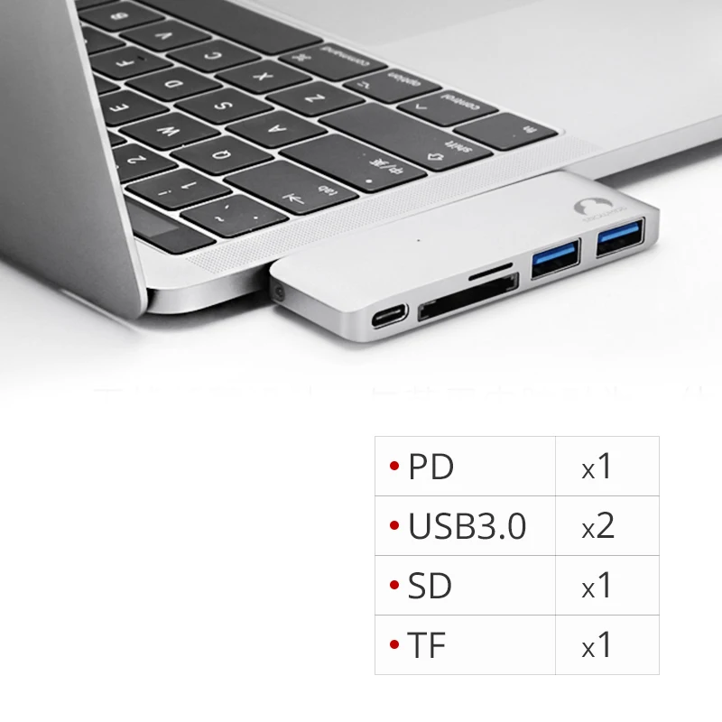 Silver PD 2USB SD TF Док-концентратор Snowkids type C для MacBook Pro MacBook Air HDMI USB3.0 USB C портами расширительный разветвитель - Цвет: Silver PD 2USB SD TF