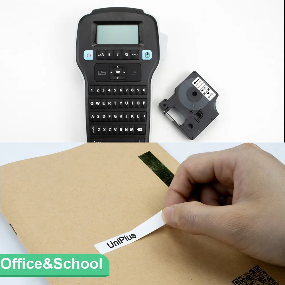 UniPlus 9 мм лента совместимый с Dymo D1 для этикеток 40914 синий на белом 3/8 дюйма Длина