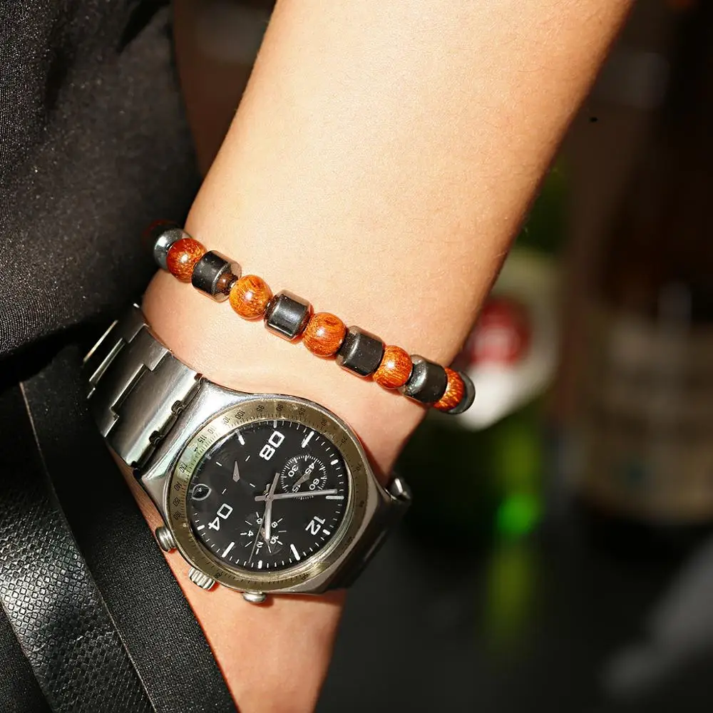 Браслеты из гематита и Тигрового Глаза для женщин цилиндрический гематит