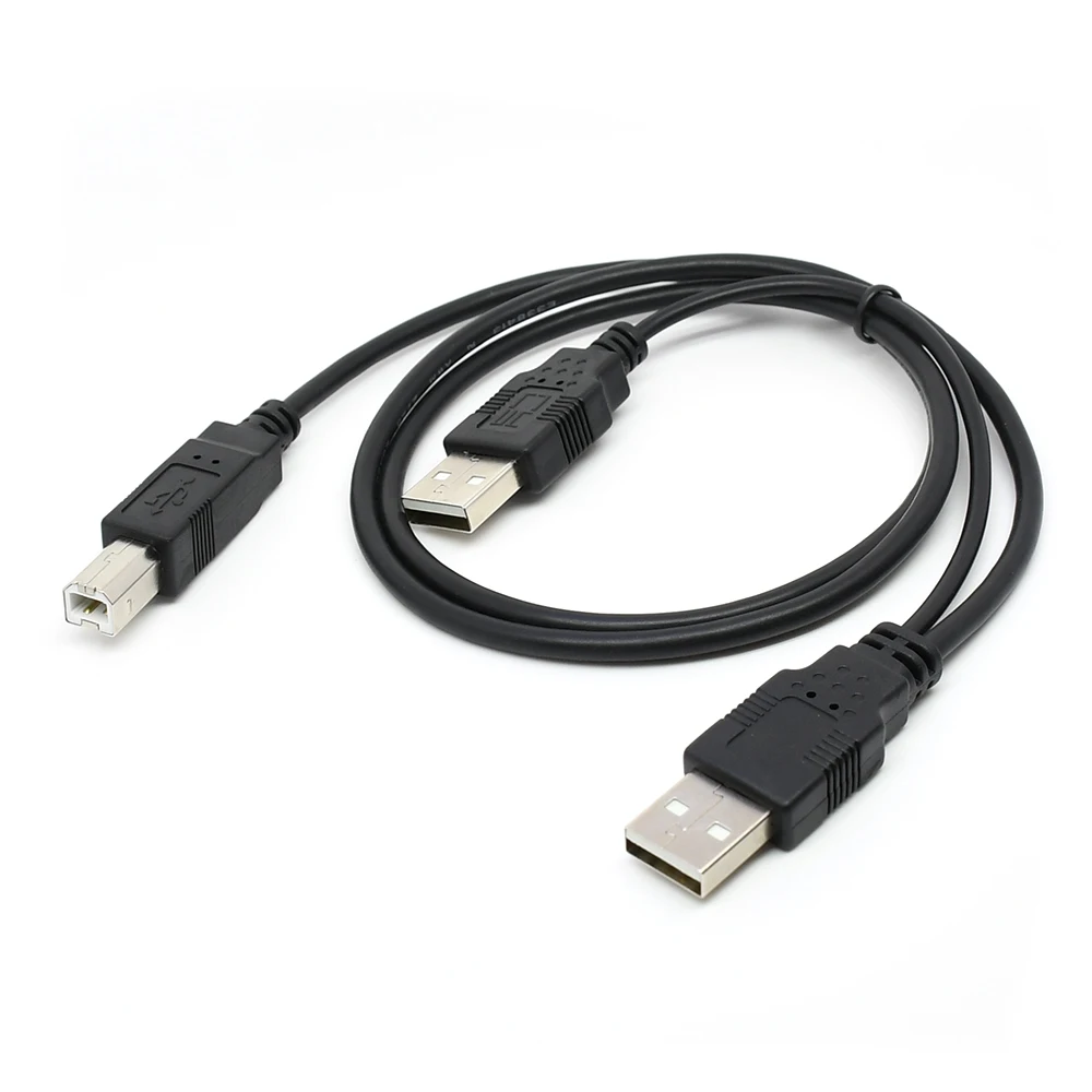 

80cm Dual USB 2.0 Male to USB Standard B Male Y Cable for Printer & Scanner & External Hard Disk Drive