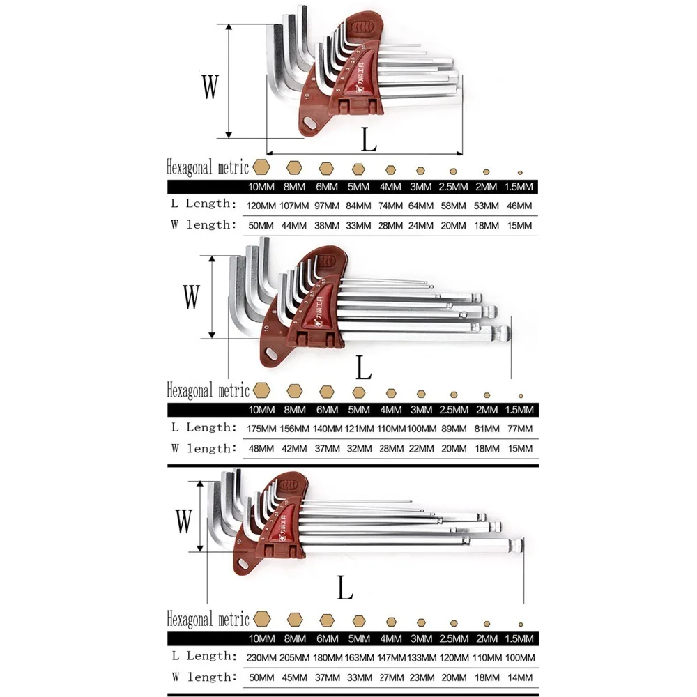 LAMEZIA 9 шт. сплав шестигранный ключ торцевой инструменты шариковый ключ|Гаечный