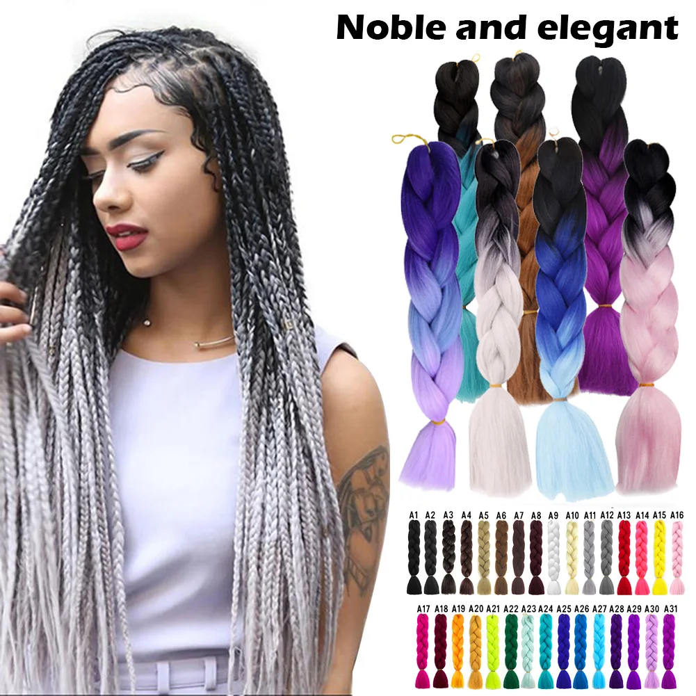 

1PC Crochet Jumbo Braids Hair Colored Fake Synthetic Braiding Hair Extensions for Braids 100g Kanekalon Jumbo Braid