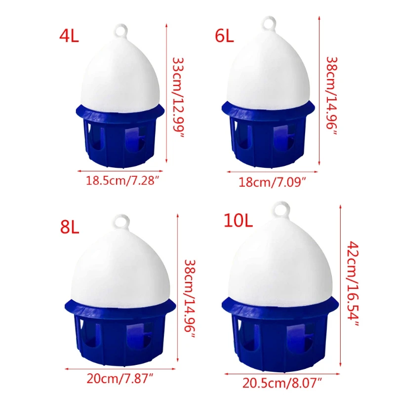 

95AA Automatic Bird Waterer Portable Pigeon Water Feeder with Handle Durable Plastic Dove Drinker 4L 6L 8L 10L Pet Supplies