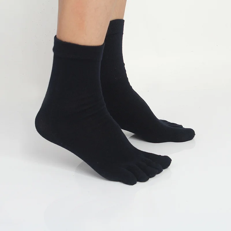 

5 Pairs Casual Cotton Socks Men Solid Black White Deodorant Five Finger Toe Socks with Heel Anti-bacterial Quality Sock Man Gift