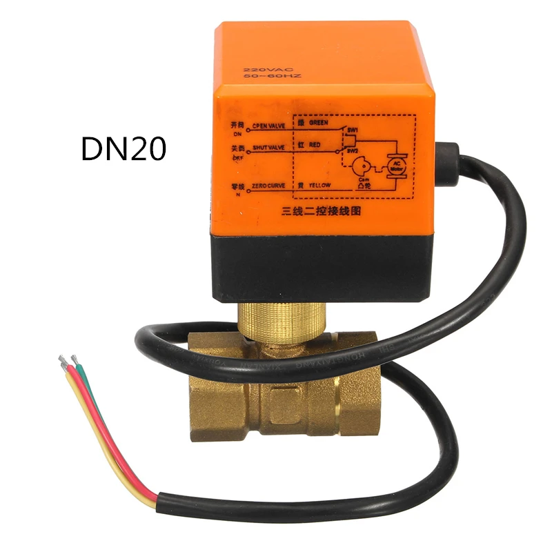 

New Arrival 2018 Electrical Motorized Ball Valve DN15(G 1/2")/DN20(G 3/4") AC220V 2 Way 3 Wire Brass Copper 4W Best