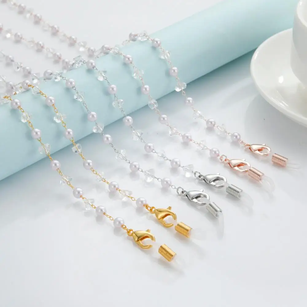 Teamer Жемчужные ремешки с кристаллами и бусинами цепочка для очков женщин